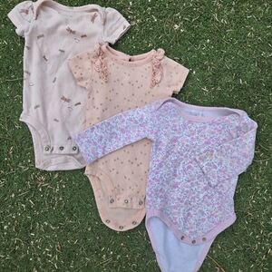 🌸 Set of 3 Pretty in Pink 0-3 month Onsies for Baby Girl 🌸